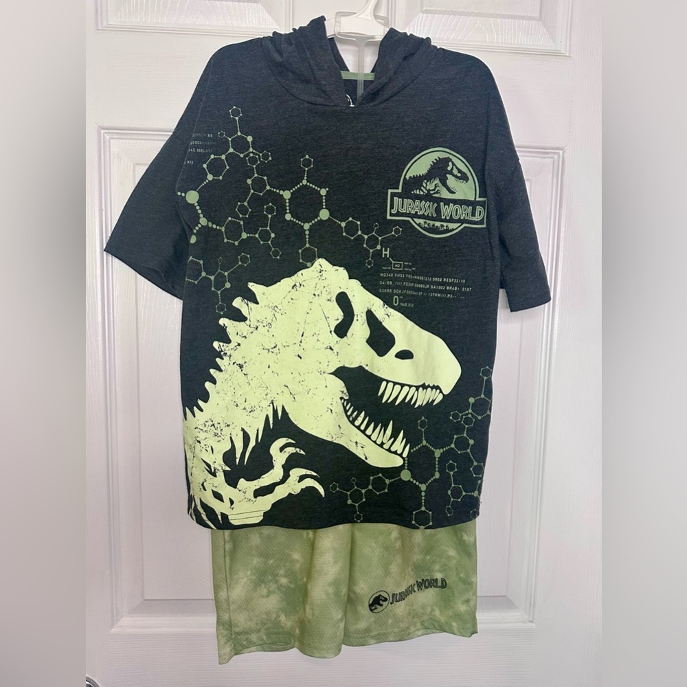 BOYS GLOW IN THE DARK JURASSIC PARK  SHORT SET - Size 8